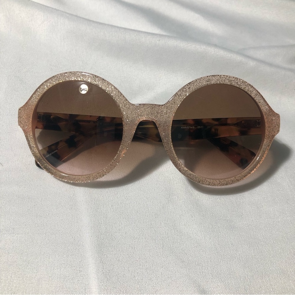 HP🎉Kate Spade Khrista/s Sunglasses Peachy Pink Gold Sparkle  Tortoiseshell Arms